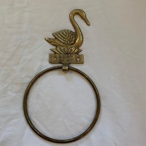 Vintage brass swan towel holder.